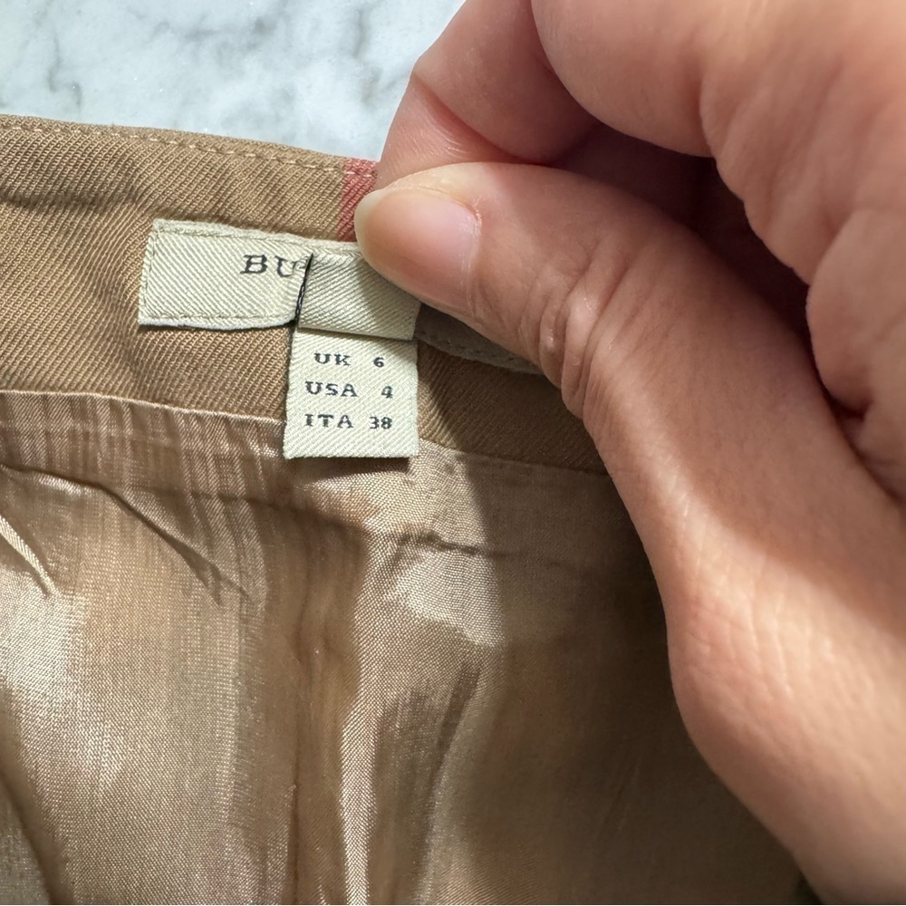 Burberry London Nova Check Tan A-Line Pleated Skirt Size 4 - Picture 7 of 16